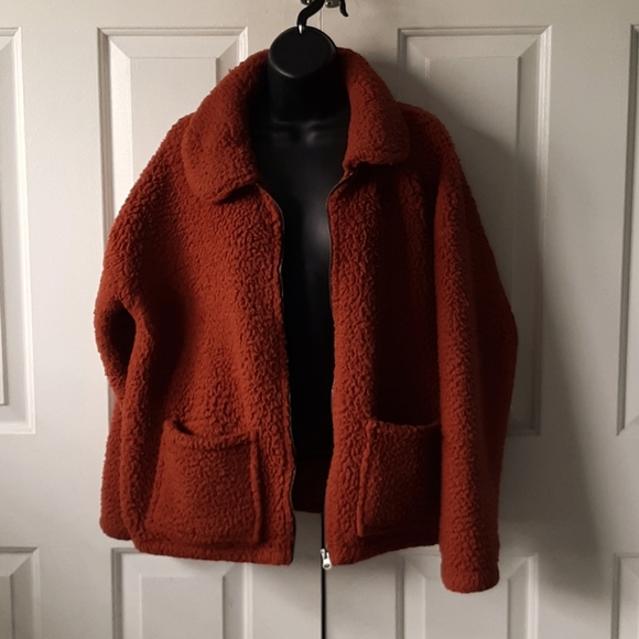 Pink Rose Jackets & Blazers - LAST CALL Pink rose fluffy zipup jacket